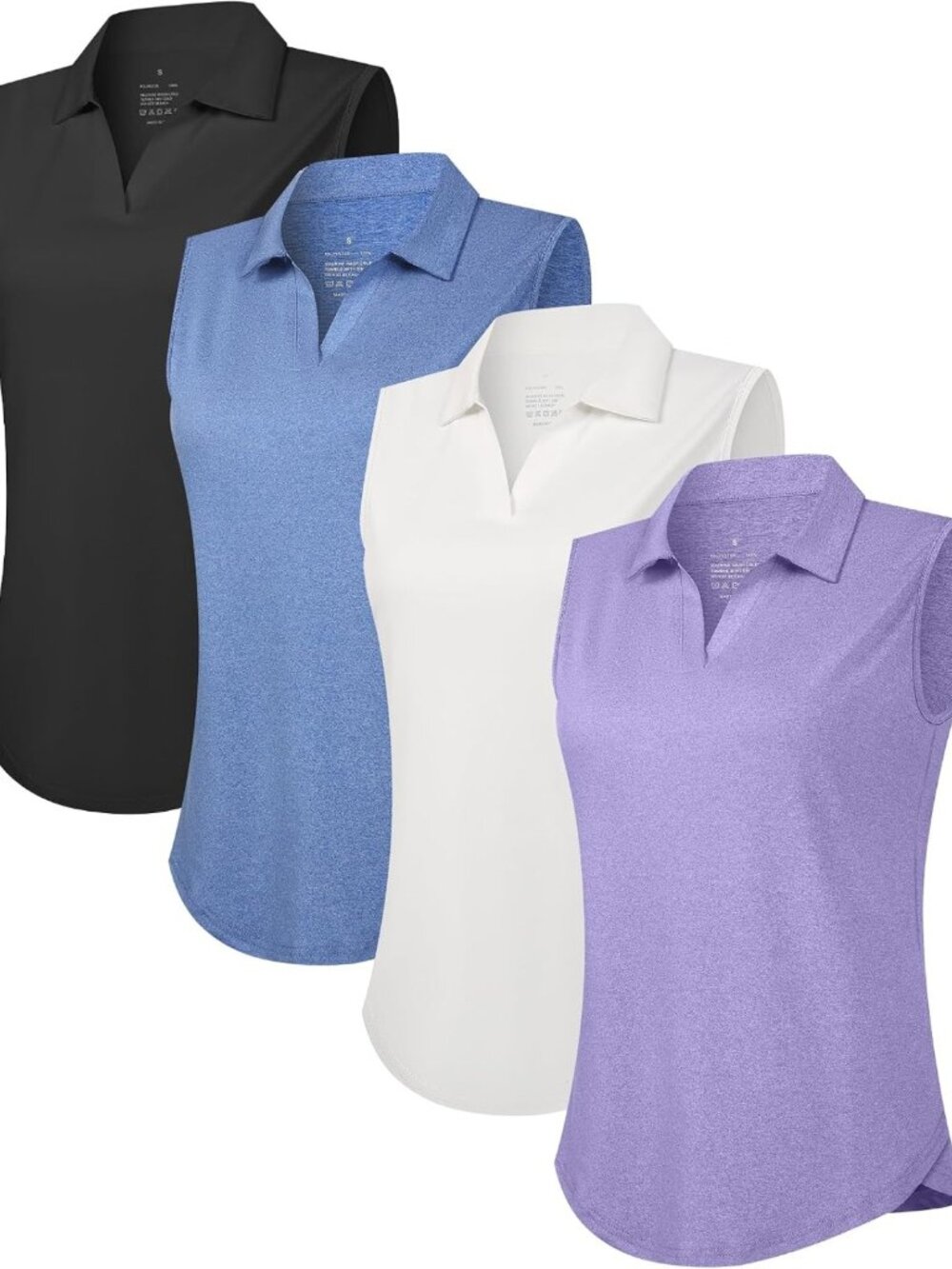 4 Pack Women's Sleeveless Golf Polos | UPF 50+ Athletic Tank Tops for Activewear